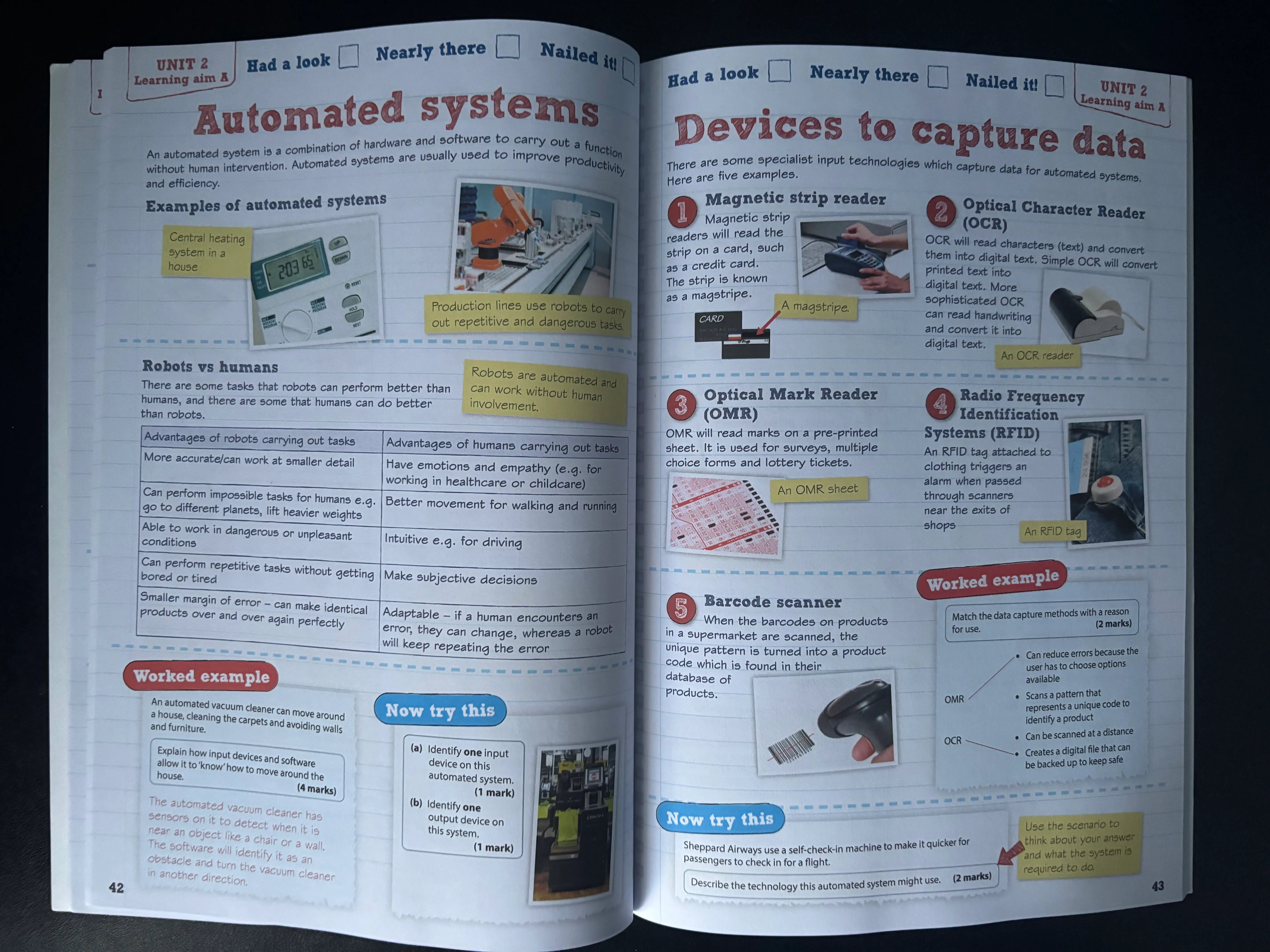 Image of revision guide textbook showing off section based on automation systems.