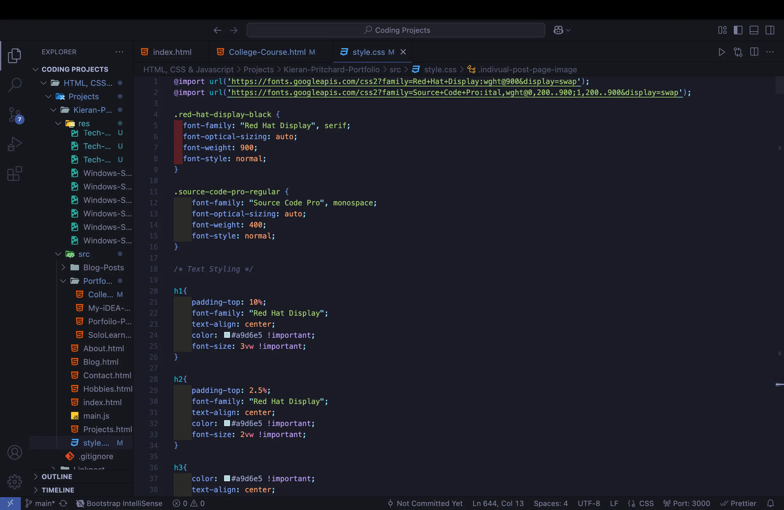 Screenshot showing css code.