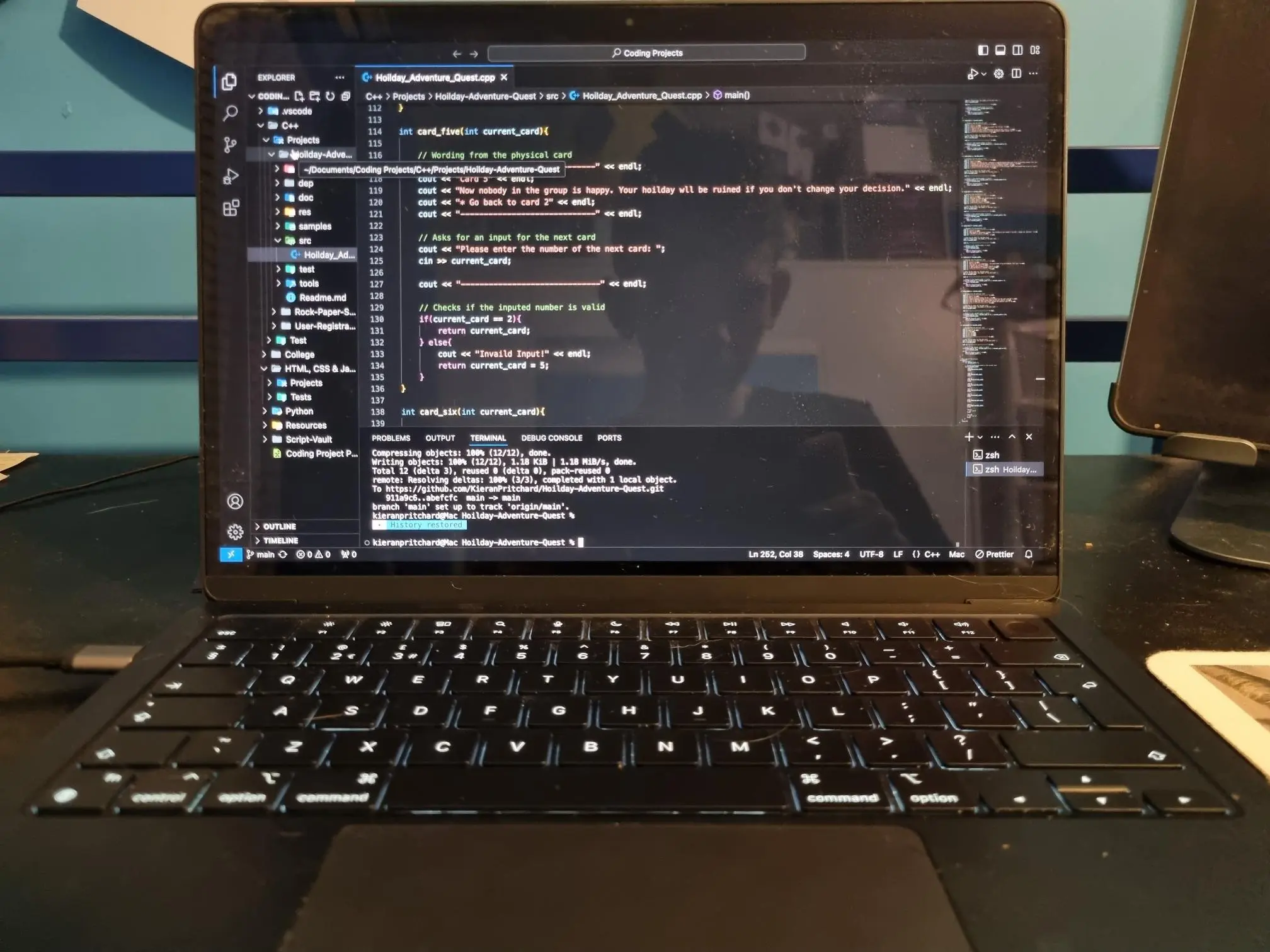 Photo of some code i was working on