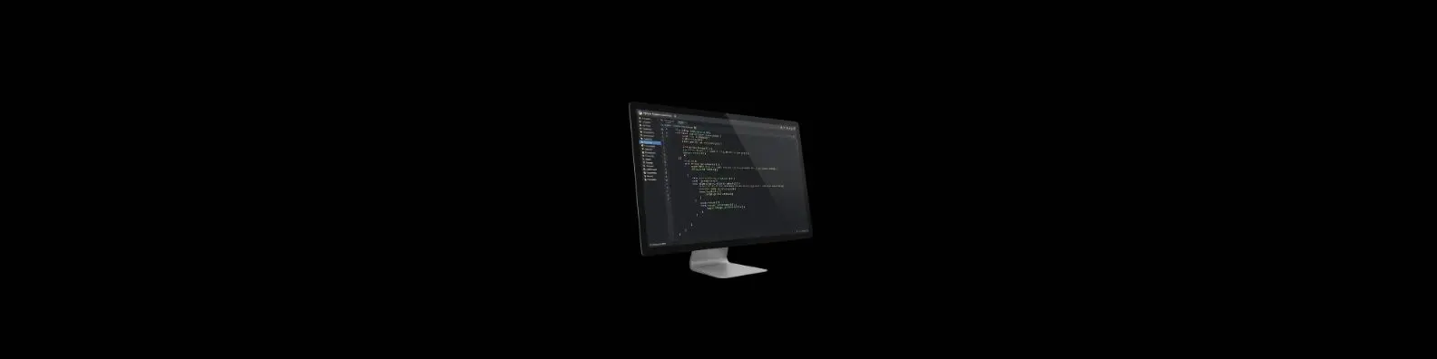 A computer monitor displaying a Python code file in a dark-themed programming editor.