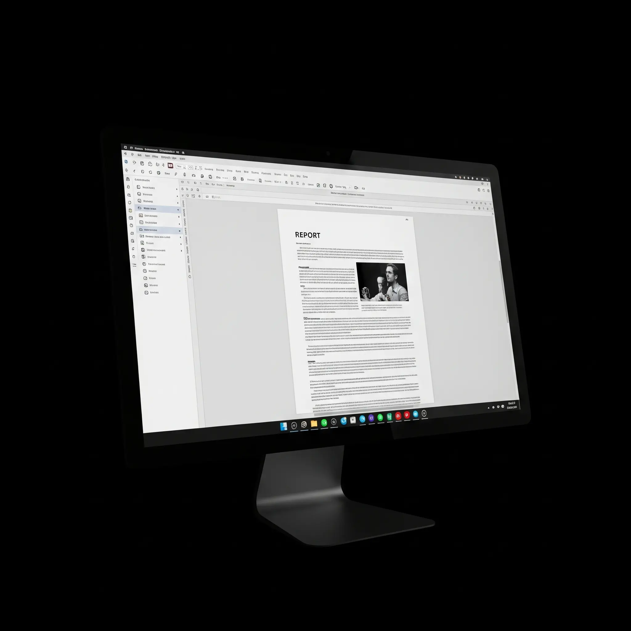 A computer monitor displaying a student report document with text and an image.
