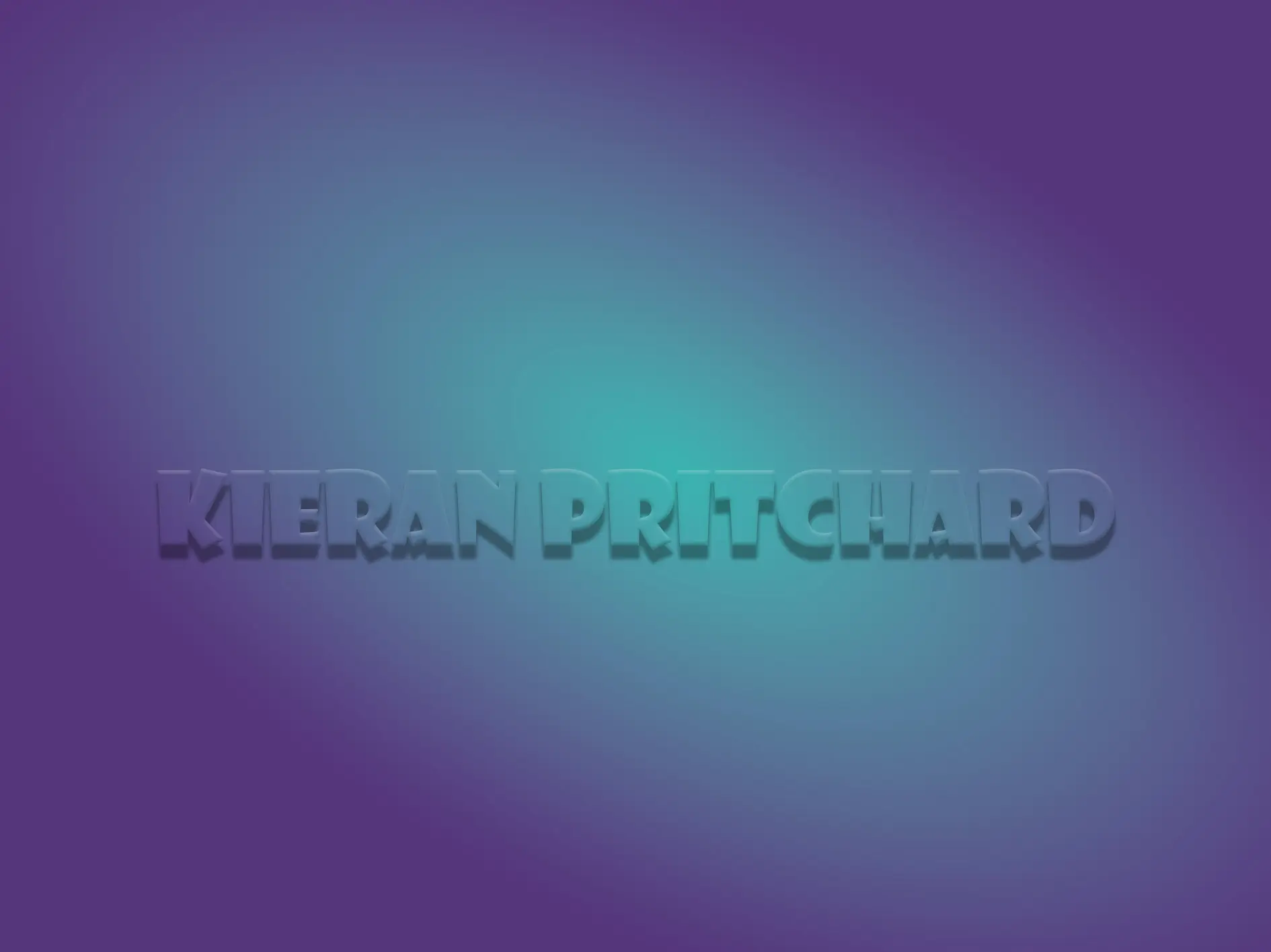 The name 'Kieran Pritchard' in a 3D-style font on a purple and blue gradient background.