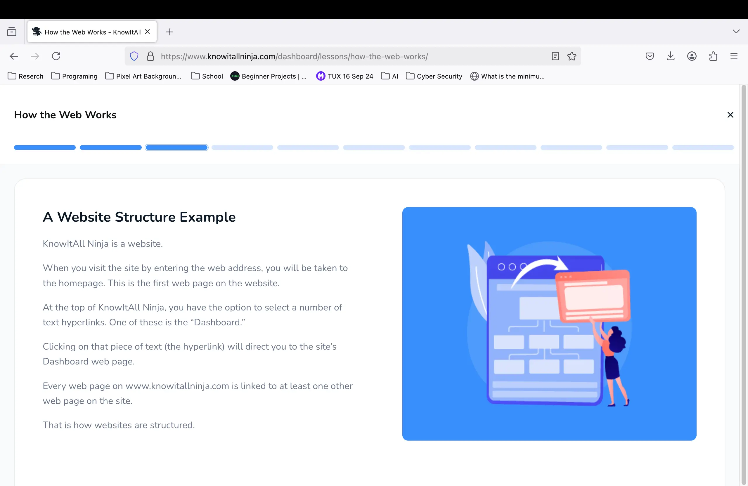 Screenshot of another online resource for studying technology topics.