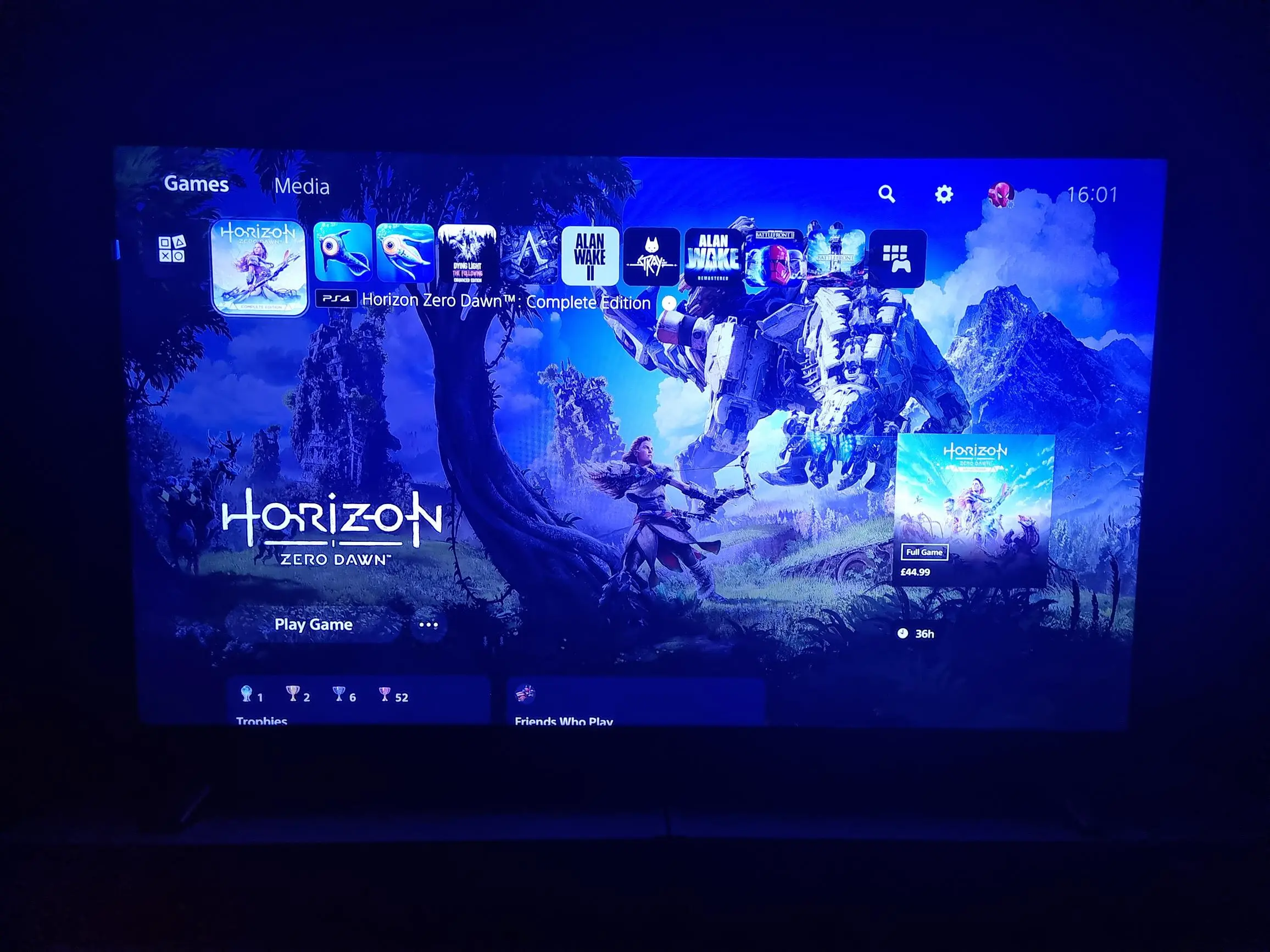 Photo of my playstation homescreen showing off what games i'm currently playing.